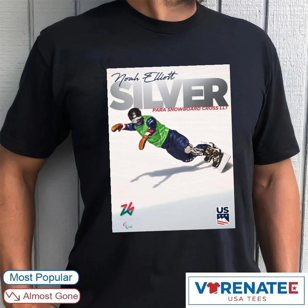 Official NOAH ELLIOTT 2026 Para Snowboard Cross LL1 Silver Medal Poster T-Shirt