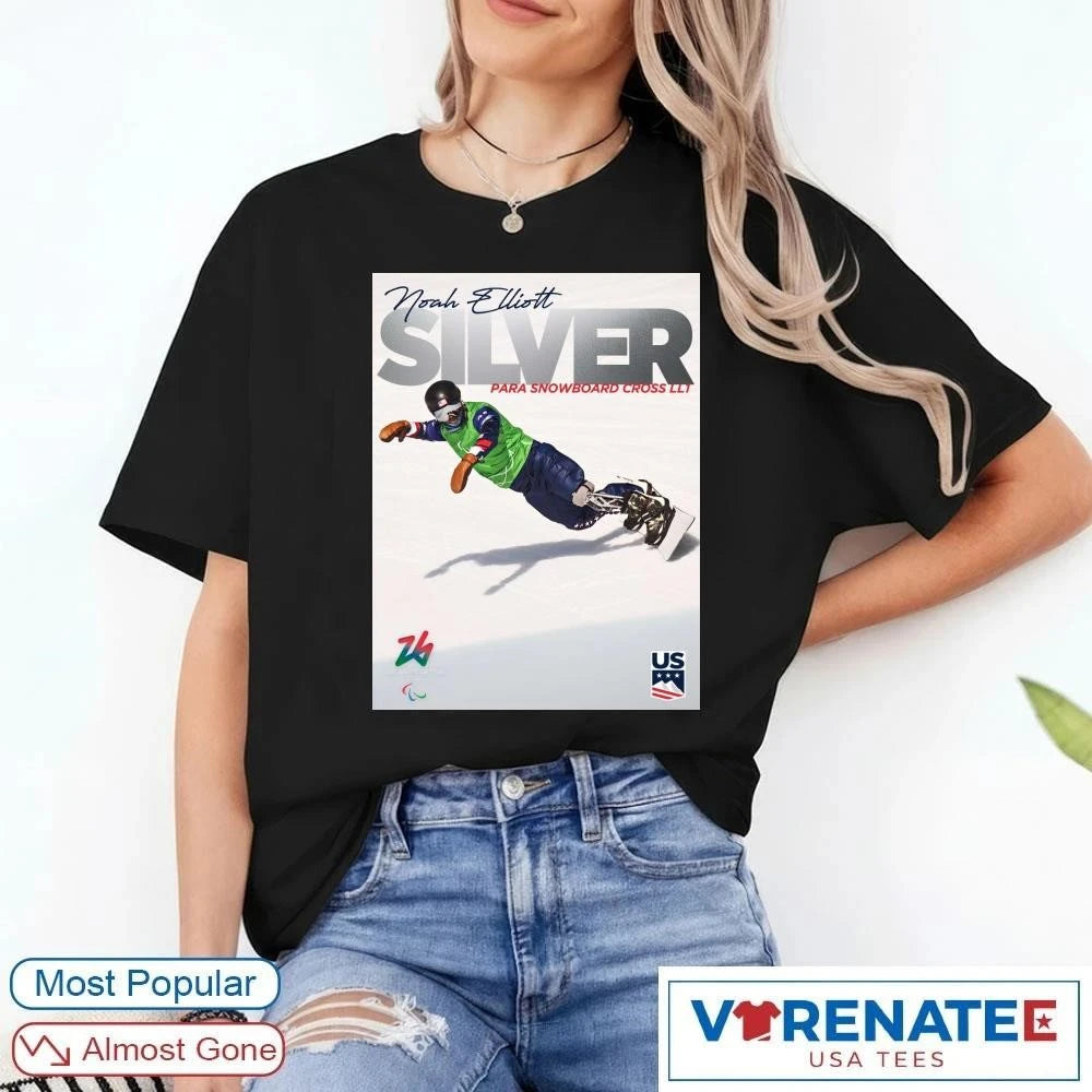Official NOAH ELLIOTT 2026 Para Snowboard Cross LL1 Silver Medal Poster T-Shirt