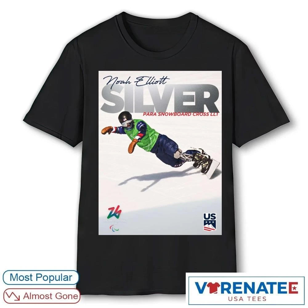 Official NOAH ELLIOTT 2026 Para Snowboard Cross LL1 Silver Medal Poster T-Shirt