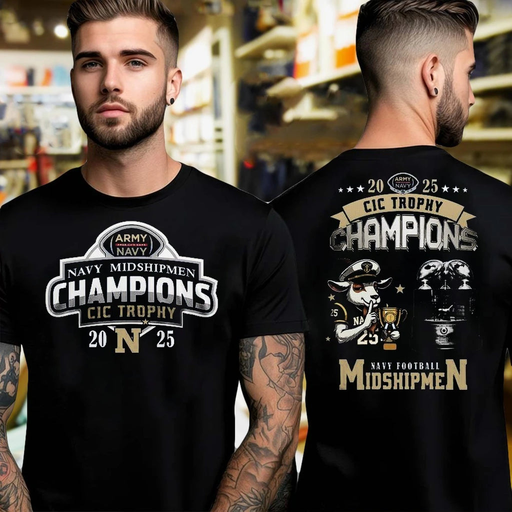 Official Navy Midshipmen Back To Back ICC Trophy Champions Logo 2025 Shirt