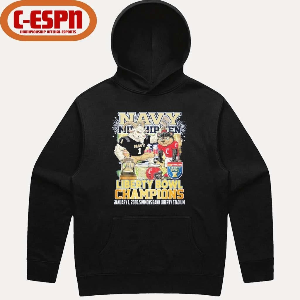 Official Navy Midshipmen Mascot Liberty Bowl Champions 2026 Shirt