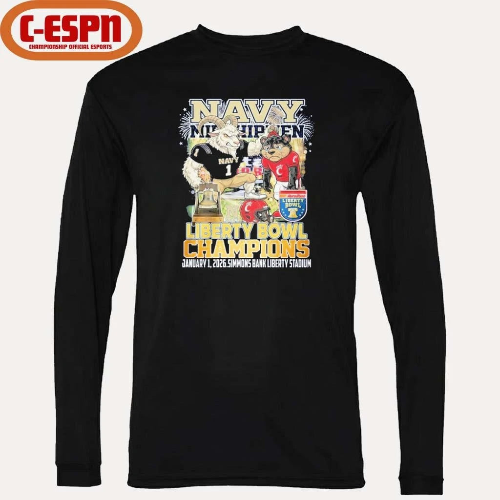 Official Navy Midshipmen Mascot Liberty Bowl Champions 2026 Shirt