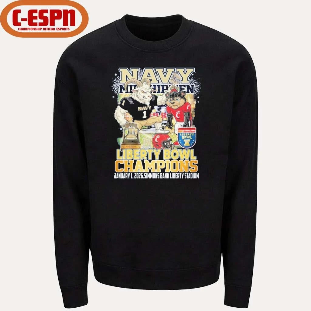 Official Navy Midshipmen Mascot Liberty Bowl Champions 2026 Shirt