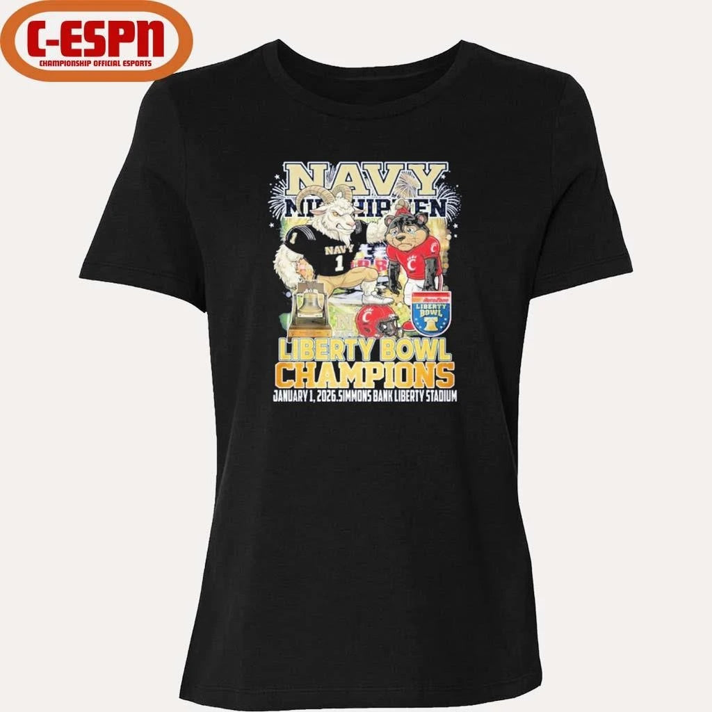 Official Navy Midshipmen Mascot Liberty Bowl Champions 2026 Shirt