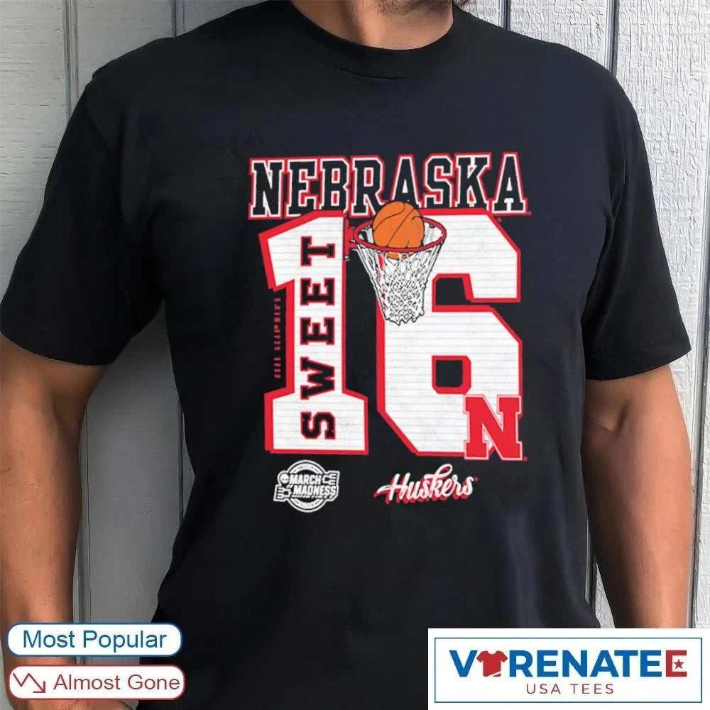 Official Nebraska Cornhuskers 2026 NCAA March Madness Sweet 16 Bound Historic Run Basketball T-Shirt