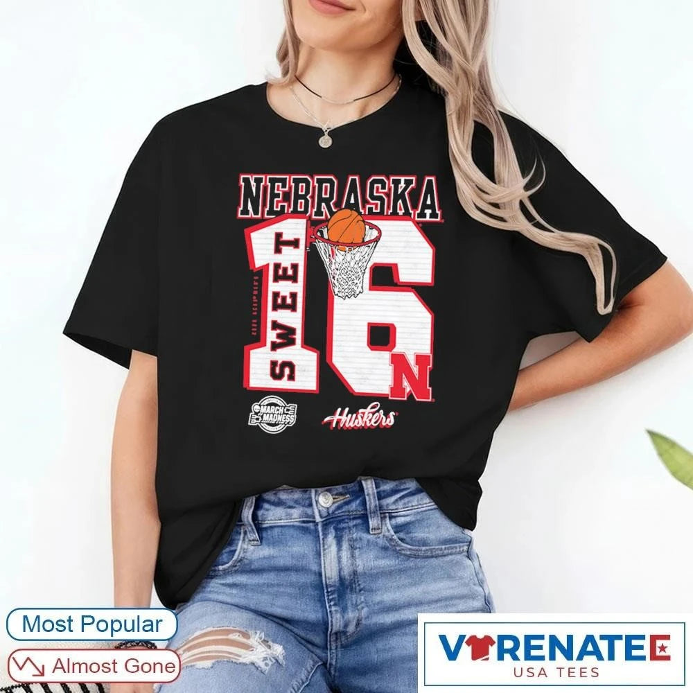 Official Nebraska Cornhuskers 2026 NCAA March Madness Sweet 16 Bound Historic Run Basketball T-Shirt