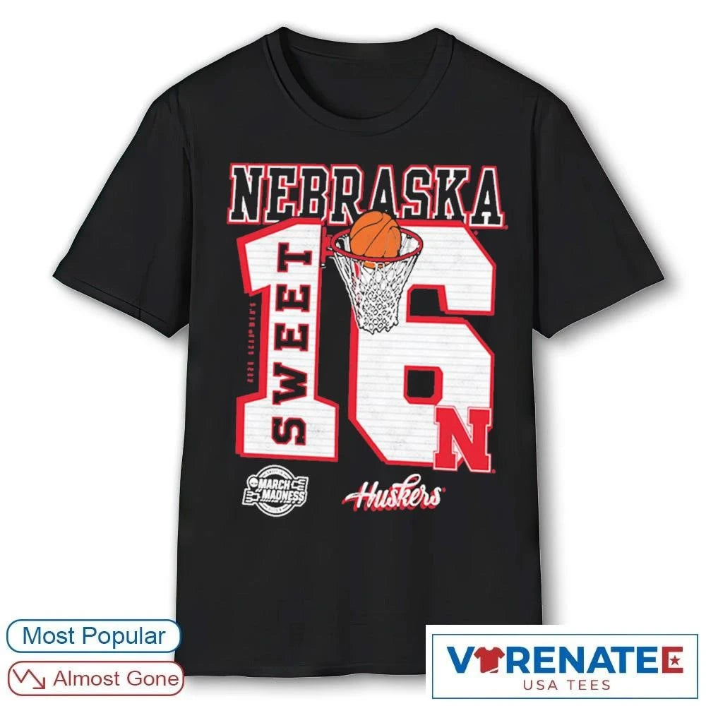 Official Nebraska Cornhuskers 2026 NCAA March Madness Sweet 16 Bound Historic Run Basketball T-Shirt