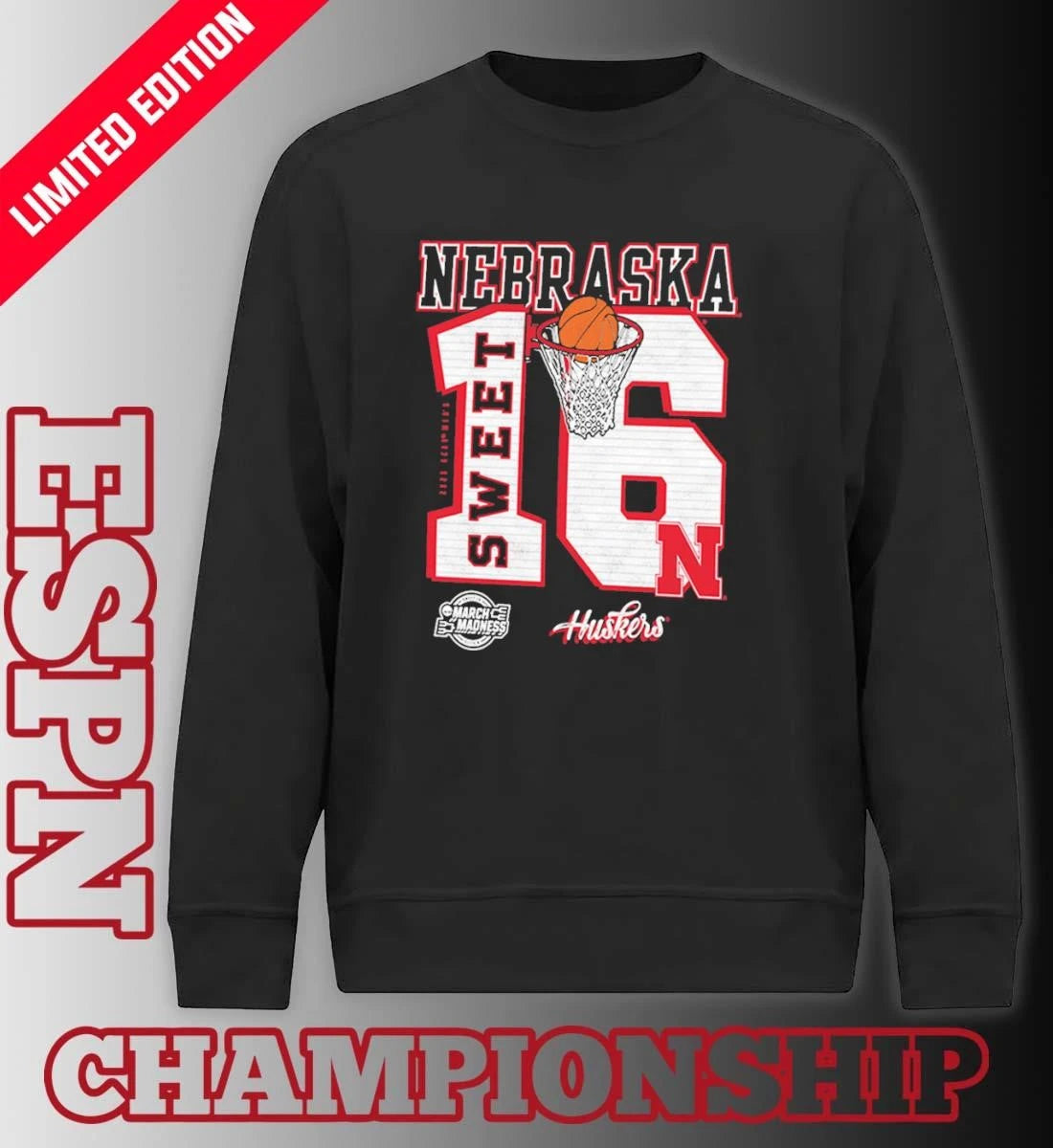 Official Nebraska Cornhuskers 2026 NCAA March Madness Sweet 16 Bound Shirt
