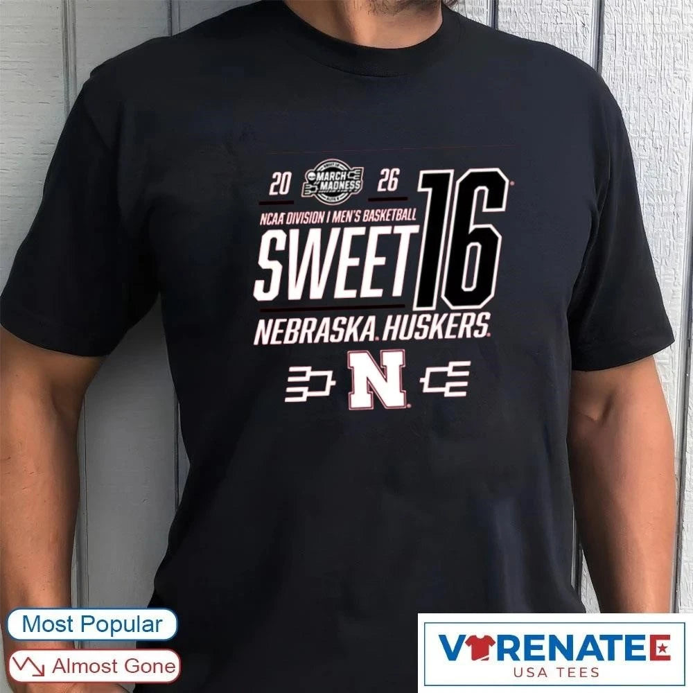 Official Nebraska Cornhuskers 2026 NCAA March Madness Sweet 16 First Time History Braden Frager T-Shirt