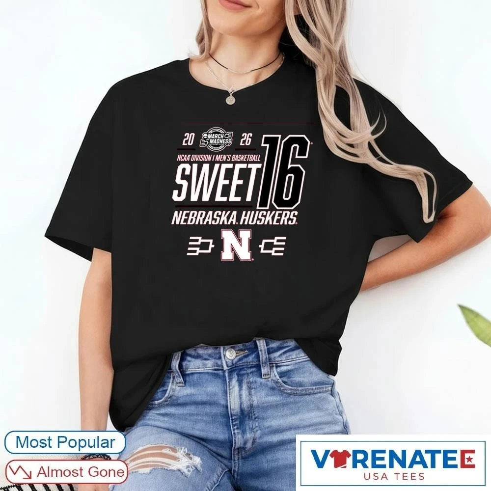 Official Nebraska Cornhuskers 2026 NCAA March Madness Sweet 16 First Time History Braden Frager T-Shirt