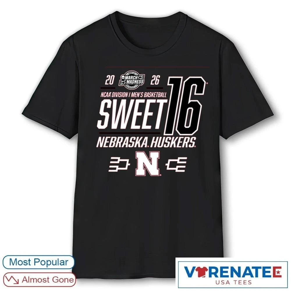 Official Nebraska Cornhuskers 2026 NCAA March Madness Sweet 16 First Time History Braden Frager T-Shirt