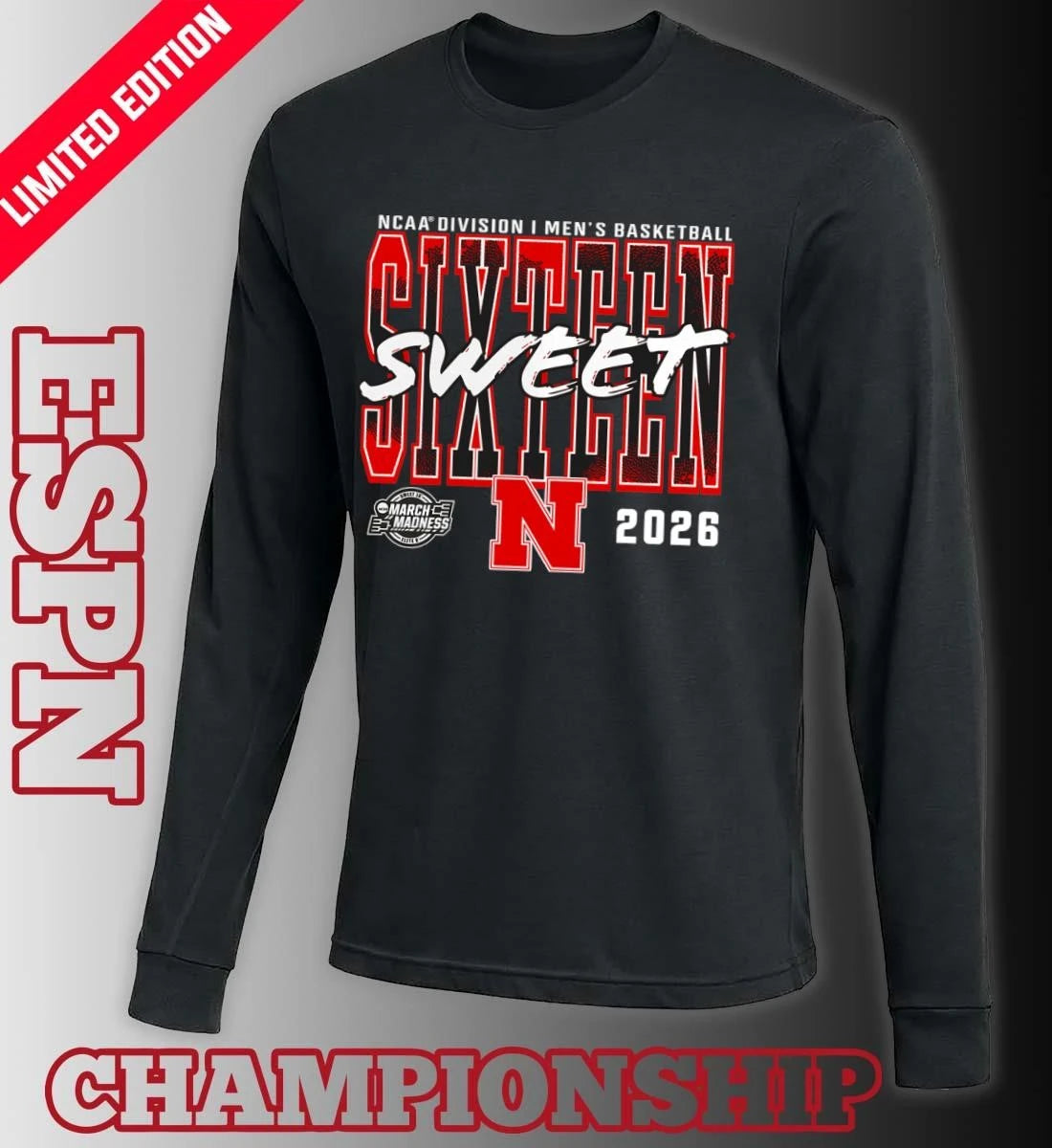 Official Nebraska Cornhuskers 2026 NCAA Men’s Basketball Tournament March Madness Sweet 16 T-Shirt