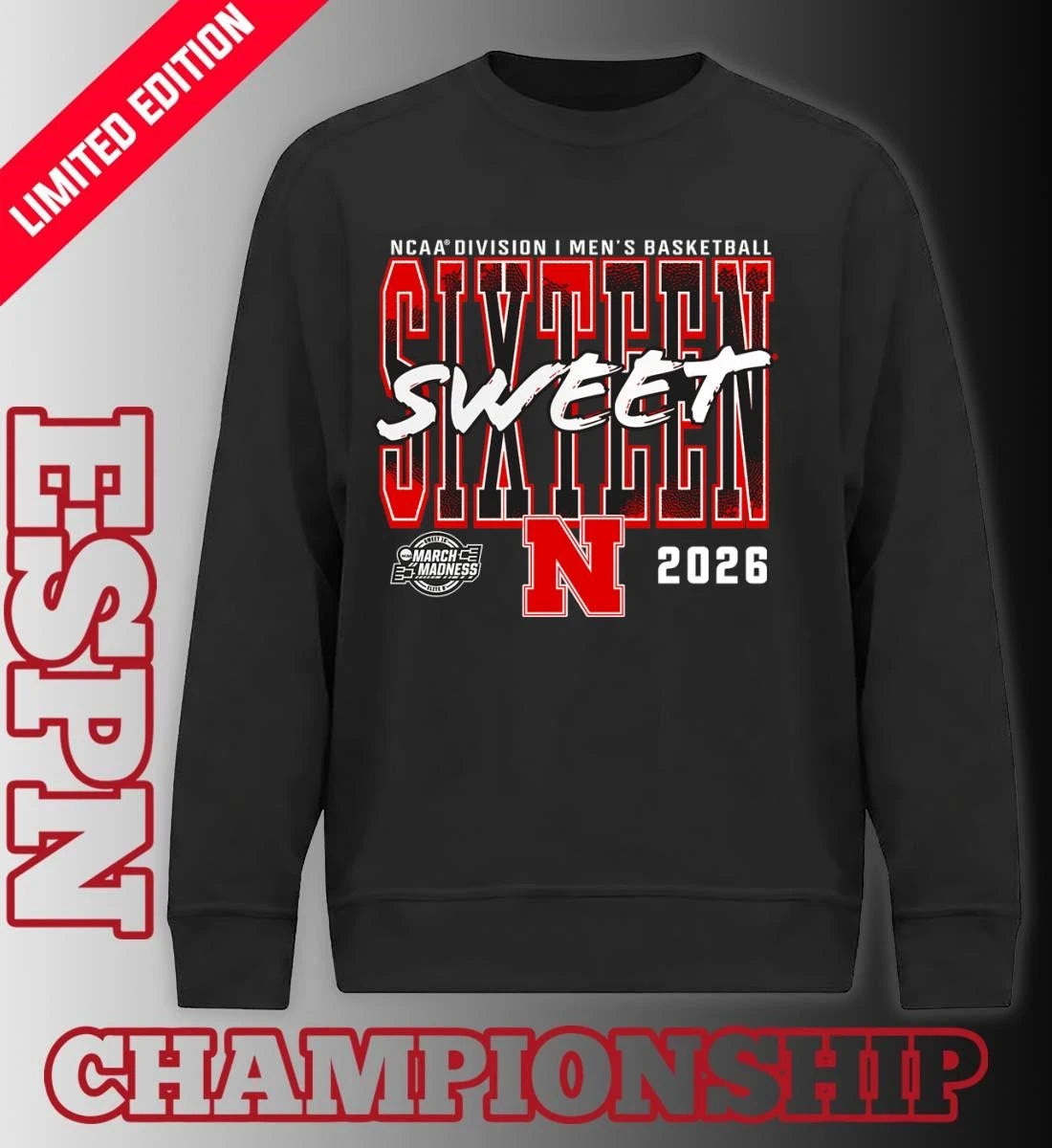 Official Nebraska Cornhuskers 2026 NCAA Men’s Basketball Tournament March Madness Sweet 16 T-Shirt