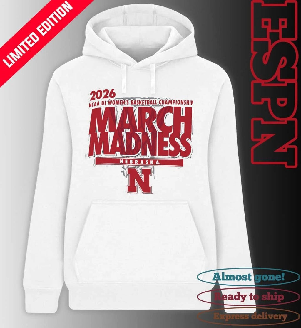 Official Nebraska Huskers 2026 NCAA DI Women’s Basketball March Madness – First Four Shirt