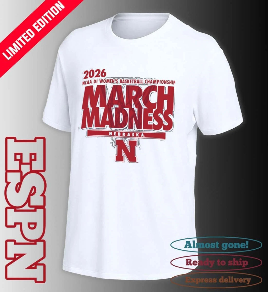 Official Nebraska Huskers 2026 NCAA DI Women’s Basketball March Madness – First Four Shirt