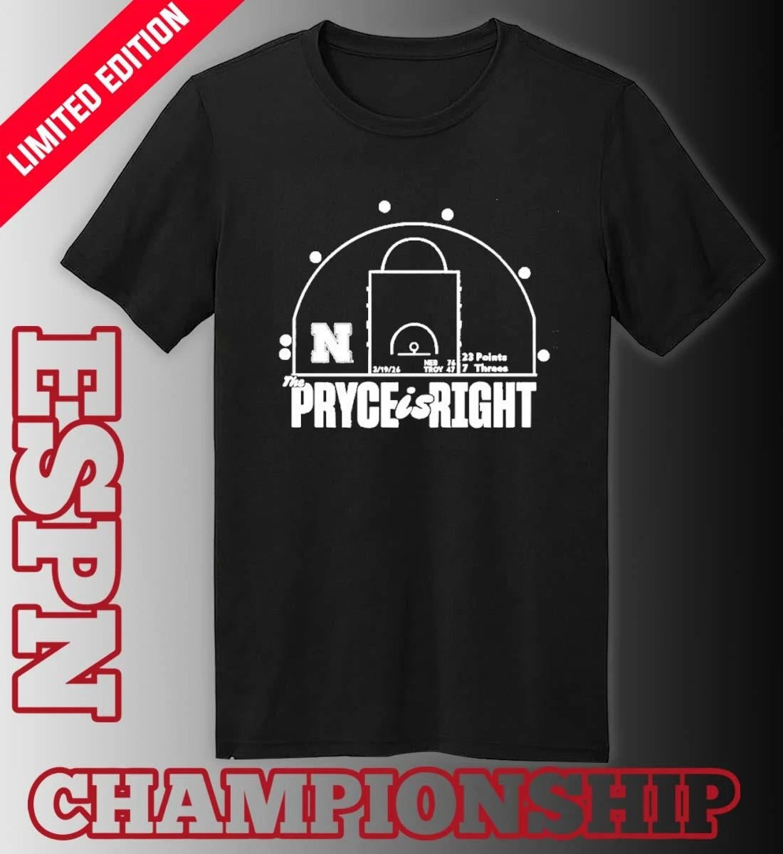 Official Nebraska Huskers Basketball Pryce Sandfort Is Right Red Shot Chart Shirt