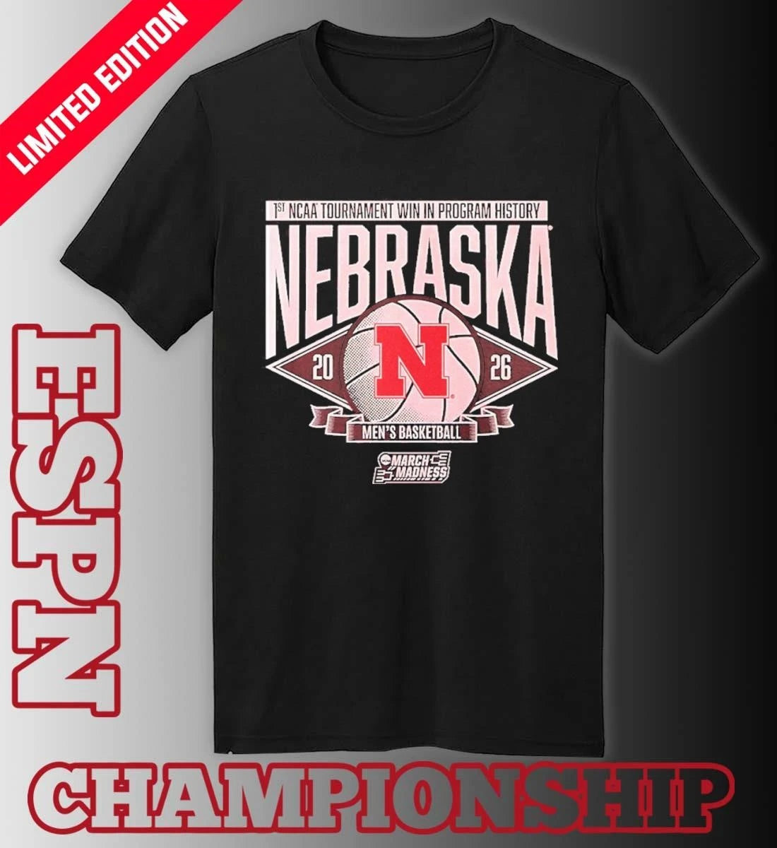 Official Nebraska Huskers Men’s Basketball 1st NCAA Tournament Win Shirt