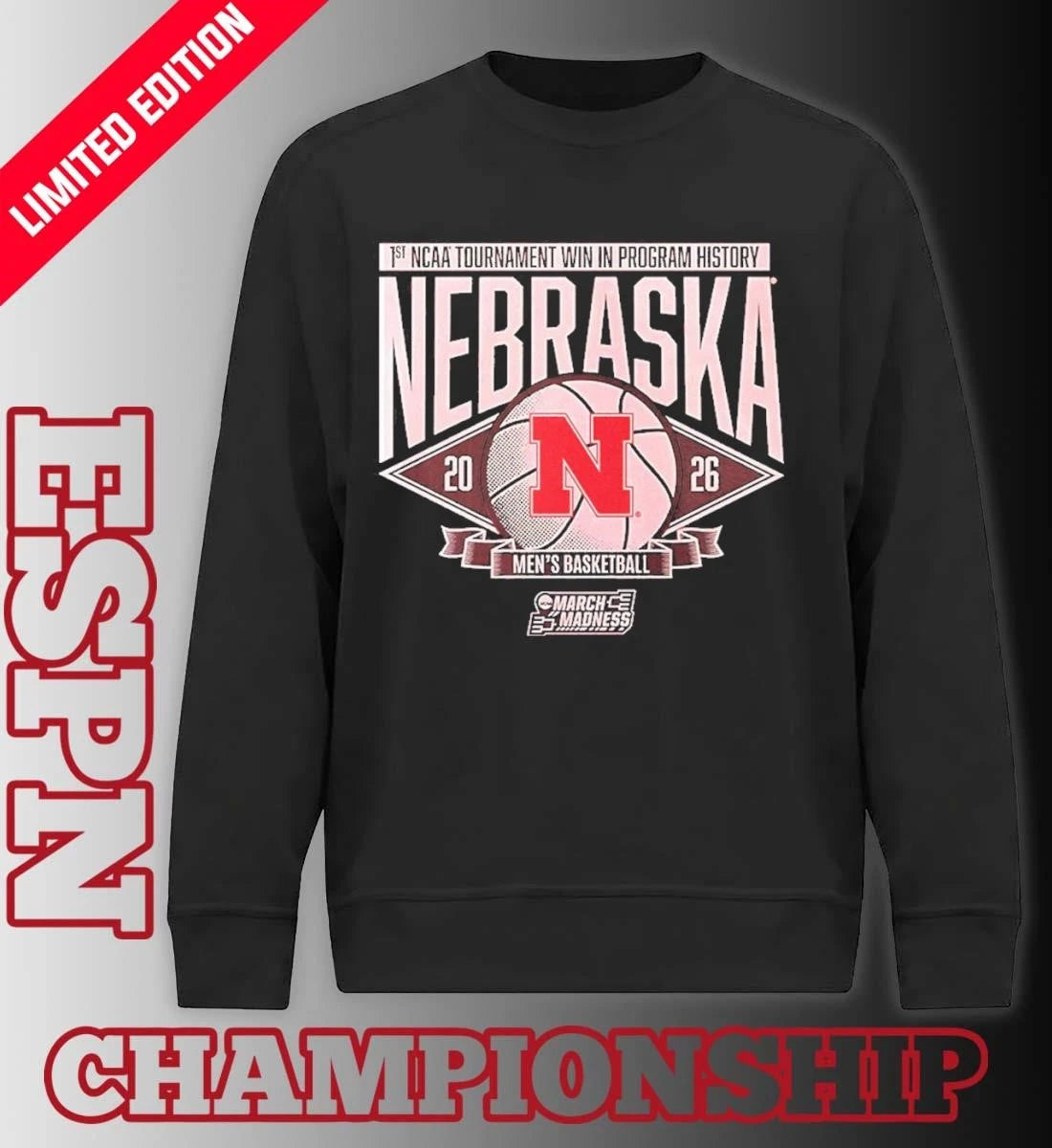 Official Nebraska Huskers Men’s Basketball 1st NCAA Tournament Win Shirt