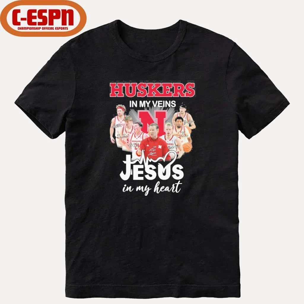 Official Nebraska Huskers Men’s Basketball In My Veins Jesus In My Heart Shirt