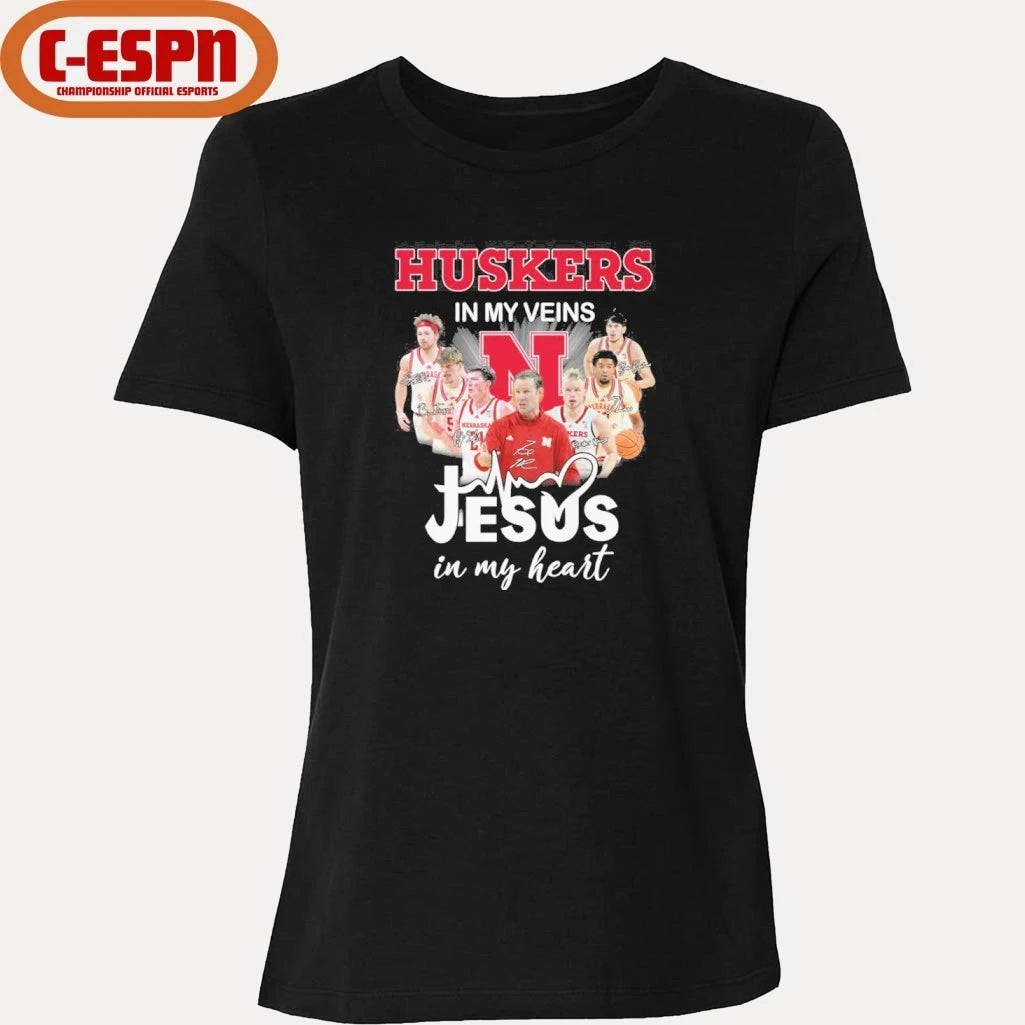 Official Nebraska Huskers Men’s Basketball In My Veins Jesus In My Heart Shirt