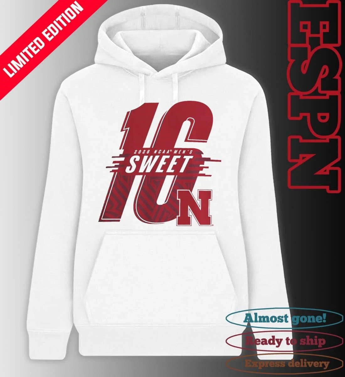 Official Nebraska Huskers NCAA Men’s Basketball Sweet 16 T-Shirt