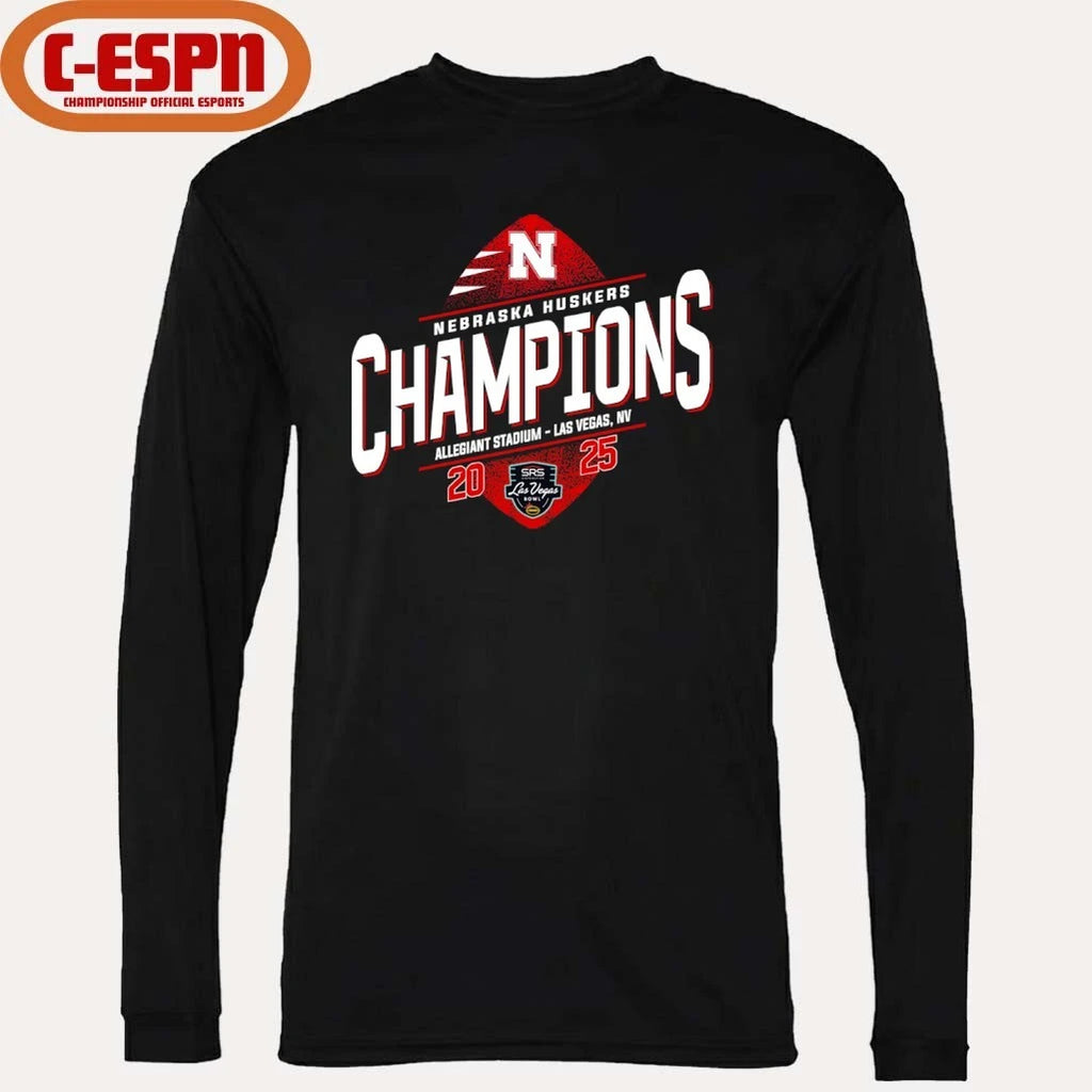 Official Nebraska Huskers SRS Distribution Las Vegas Bowl Champions T-shirt