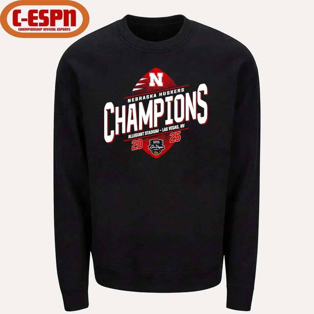 Official Nebraska Huskers SRS Distribution Las Vegas Bowl Champions T-shirt