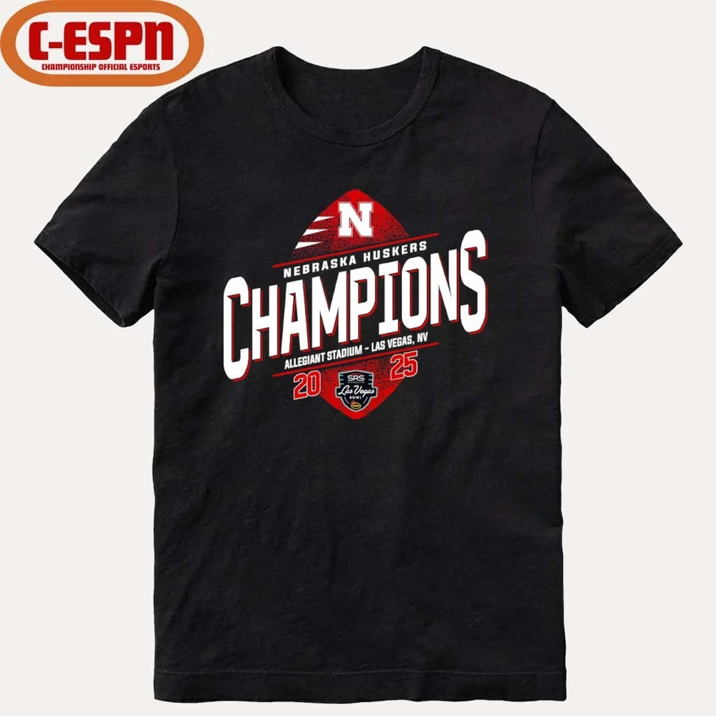 Official Nebraska Huskers SRS Distribution Las Vegas Bowl Champions T-shirt