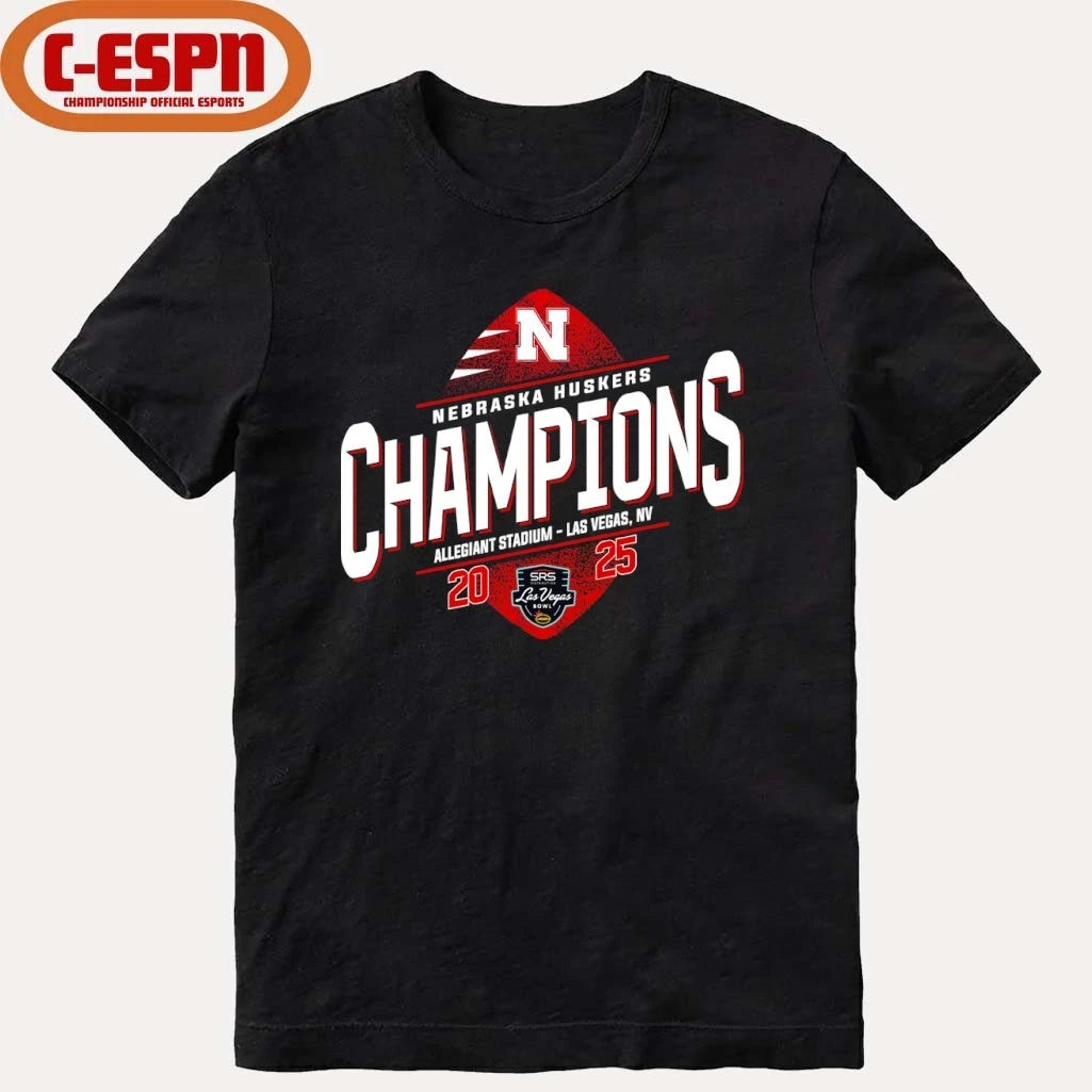 Official Nebraska Huskers SRS Distribution Las Vegas Bowl Champions T-shirt