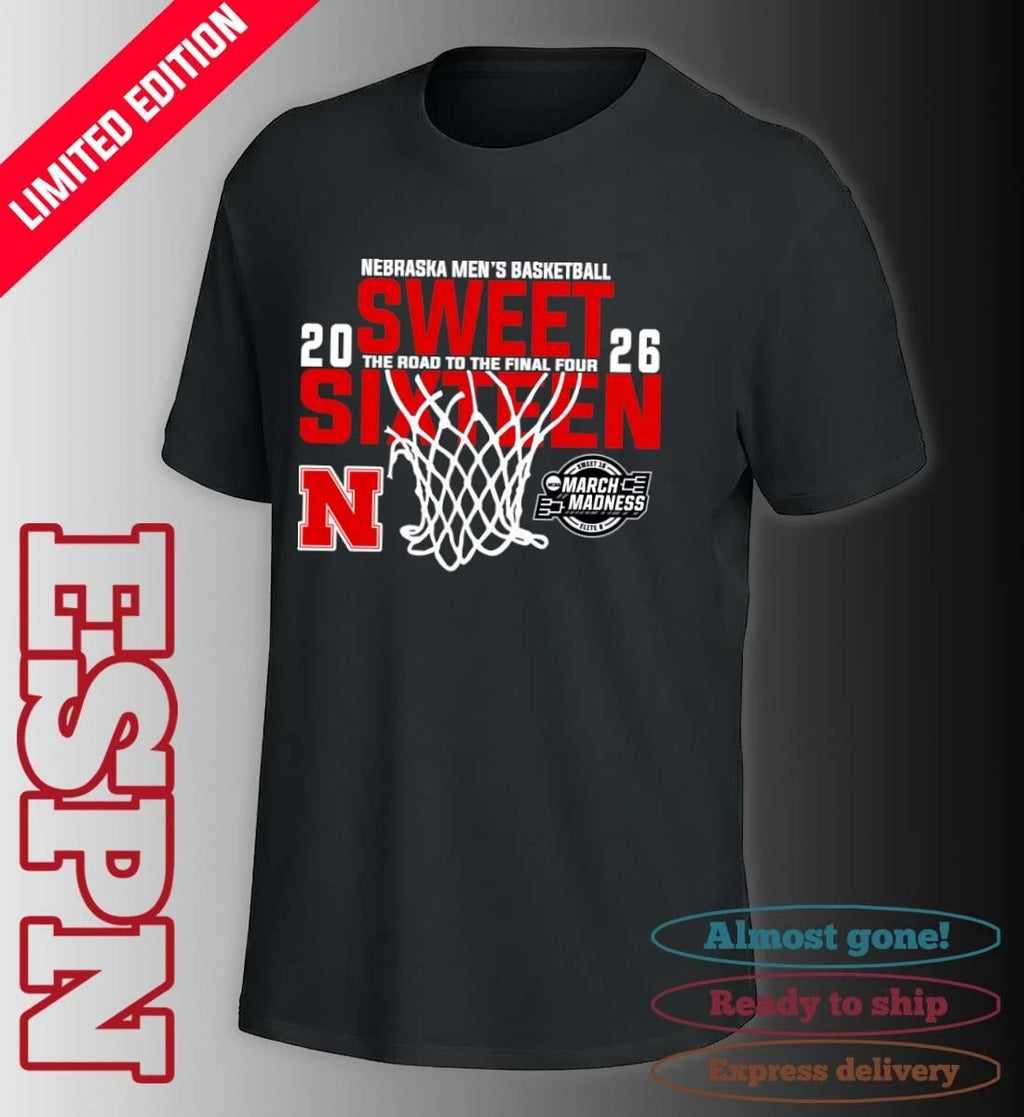 Official Nebraska Men’s Basketball 2026 Sweet Sixteen The Road To The Final Four Shirt