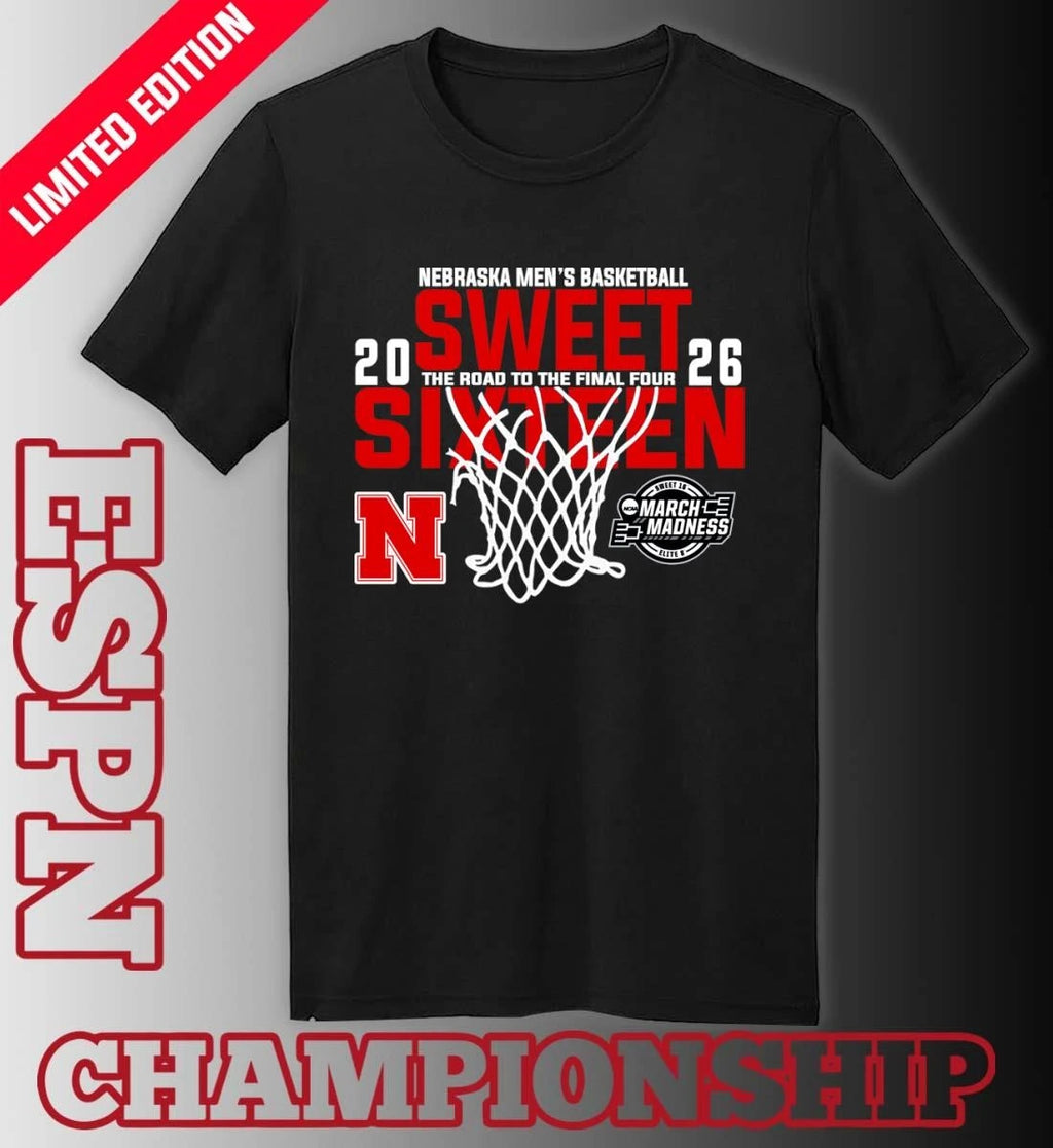 Official Nebraska Men’s Basketball 2026 Sweet Sixteen The Road To The Final Four Shirt