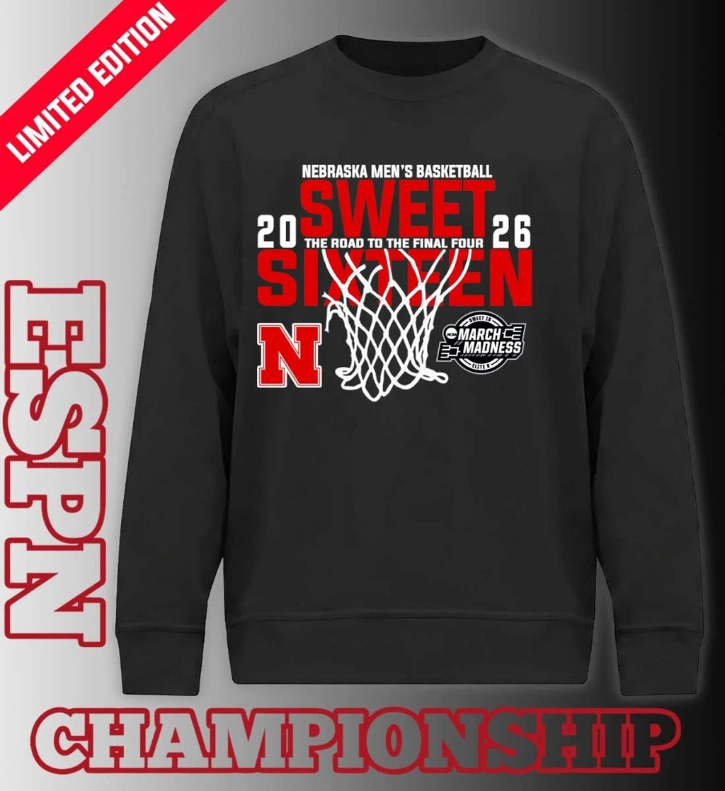 Official Nebraska Men’s Basketball 2026 Sweet Sixteen The Road To The Final Four Shirt