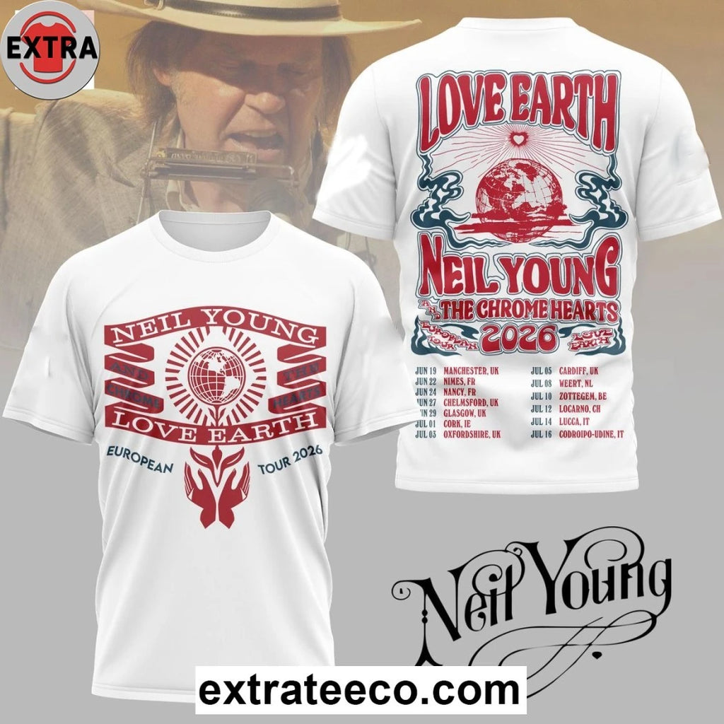 Official Neil Young Love Earth The Chrome Hearts T-Shirt