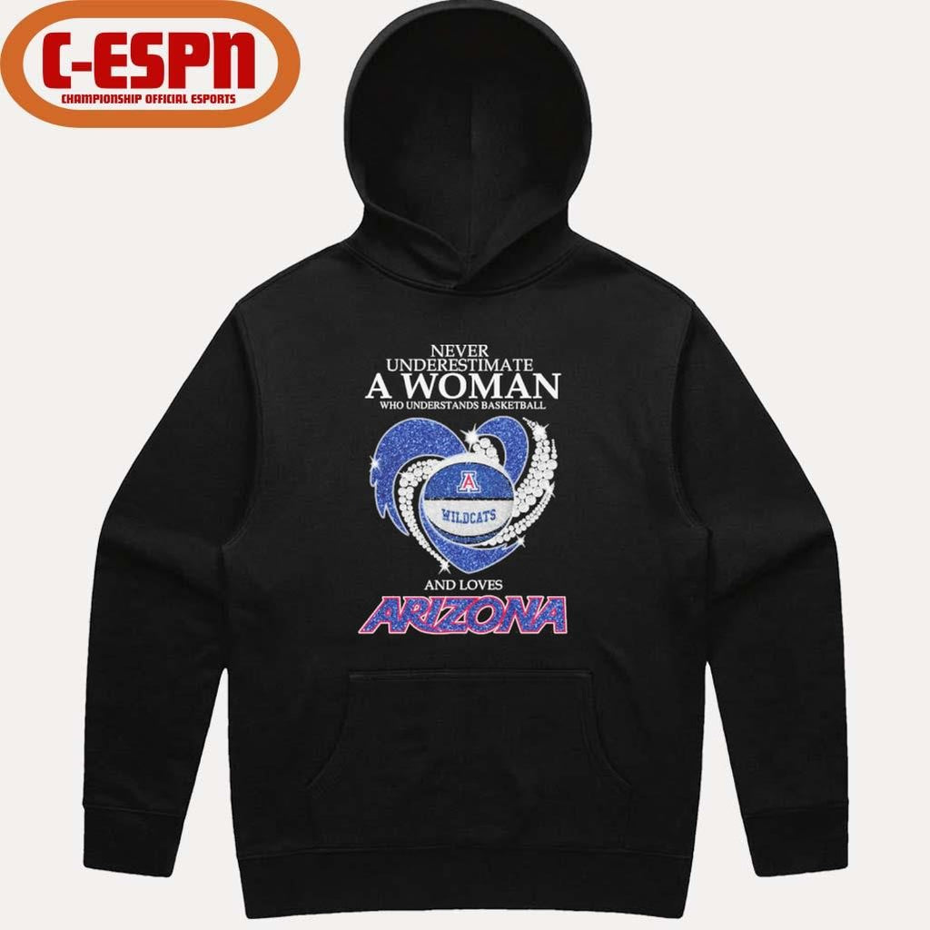 Official Never Underestimate A Woman Who Understands Basketball And Loves Arizona Basketball Heart Shirt