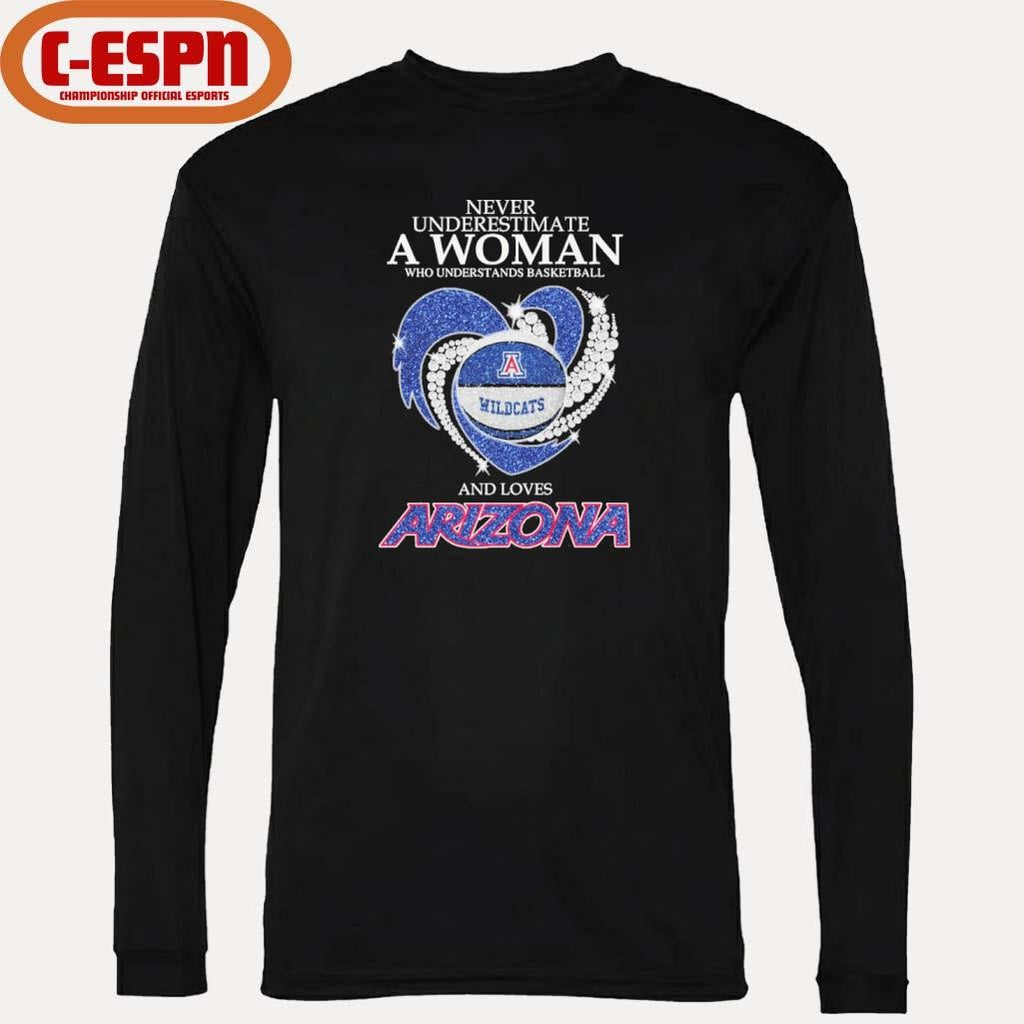 Official Never Underestimate A Woman Who Understands Basketball And Loves Arizona Basketball Heart Shirt