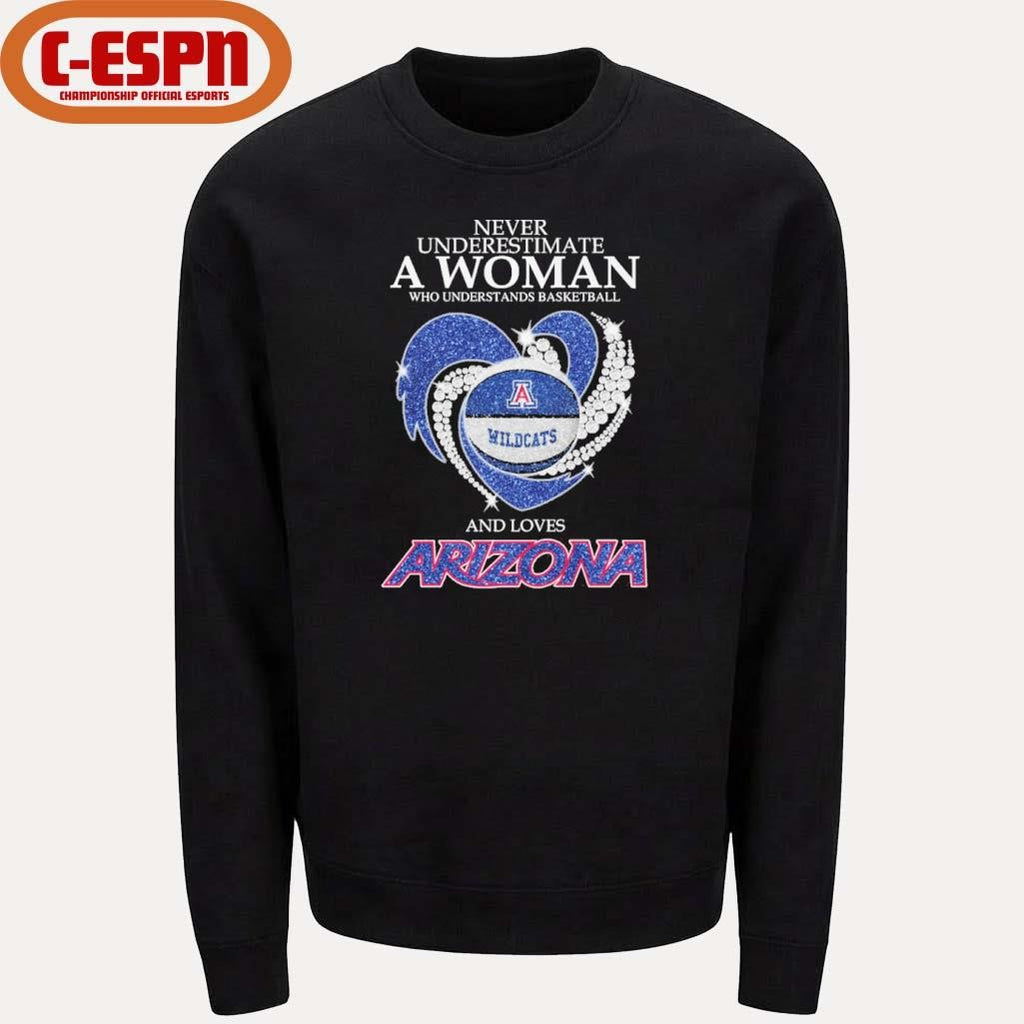 Official Never Underestimate A Woman Who Understands Basketball And Loves Arizona Basketball Heart Shirt