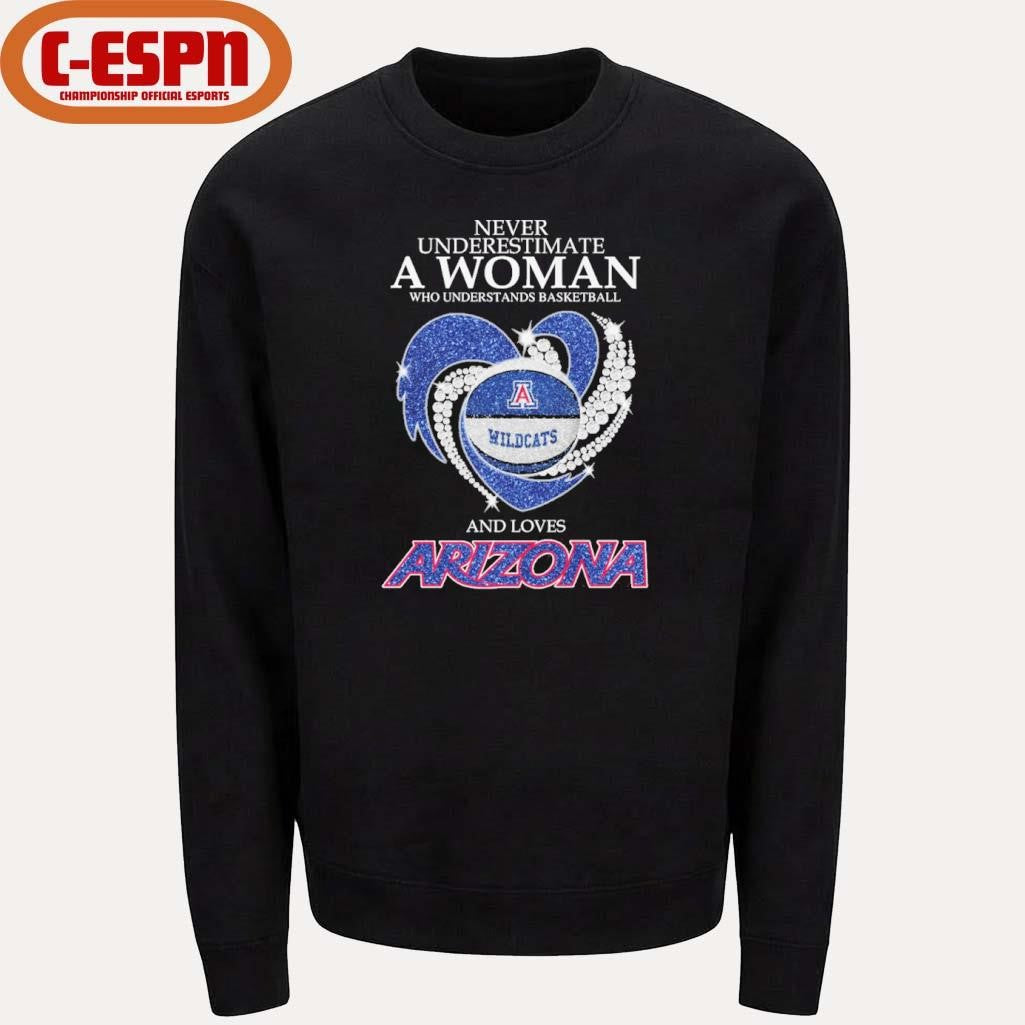 Official Never Underestimate A Woman Who Understands Basketball And Loves Arizona Basketball Heart Shirt