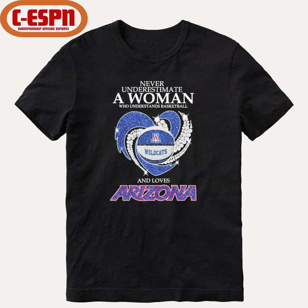 Official Never Underestimate A Woman Who Understands Basketball And Loves Arizona Basketball Heart Shirt