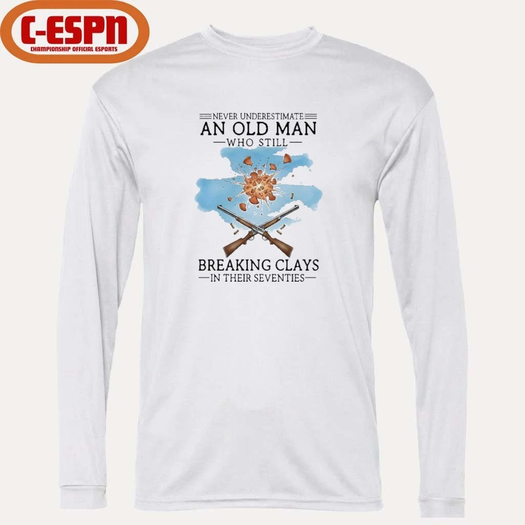 Official Never Underestimate An Old Man Who Still Breaking Clays In Their Seventies shirt