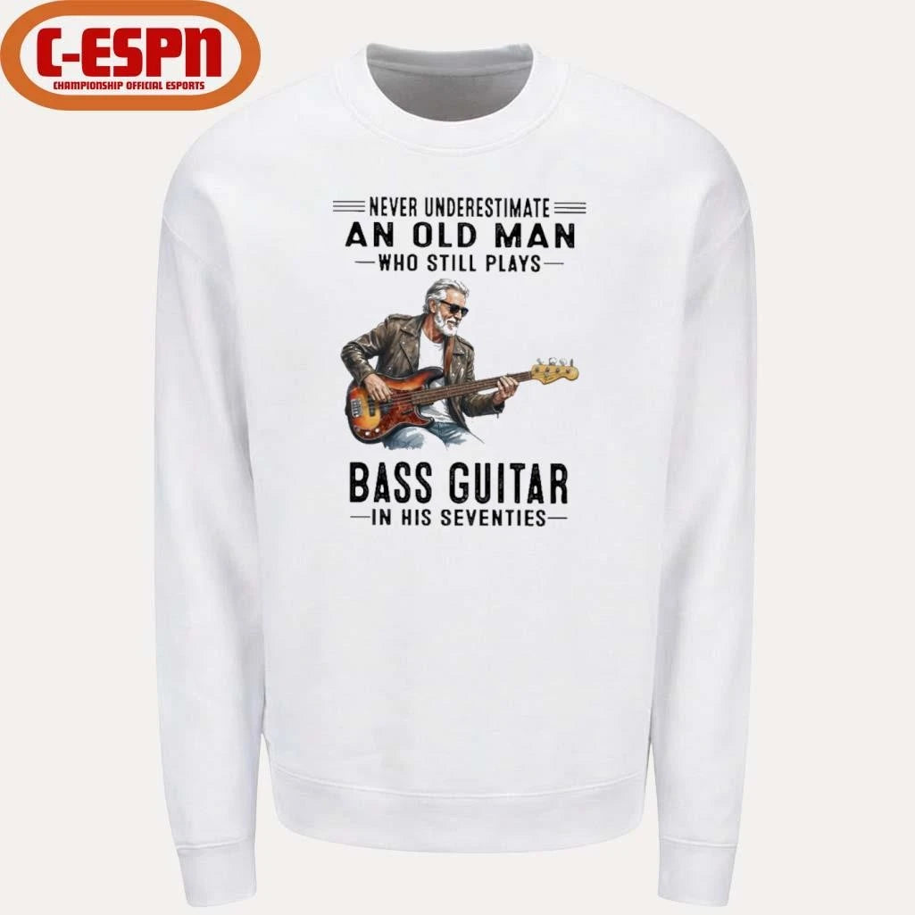 Official Never Underestimate An Old Man Who Still Plays Bass Guitar In His Seventies Classic T-Shirt