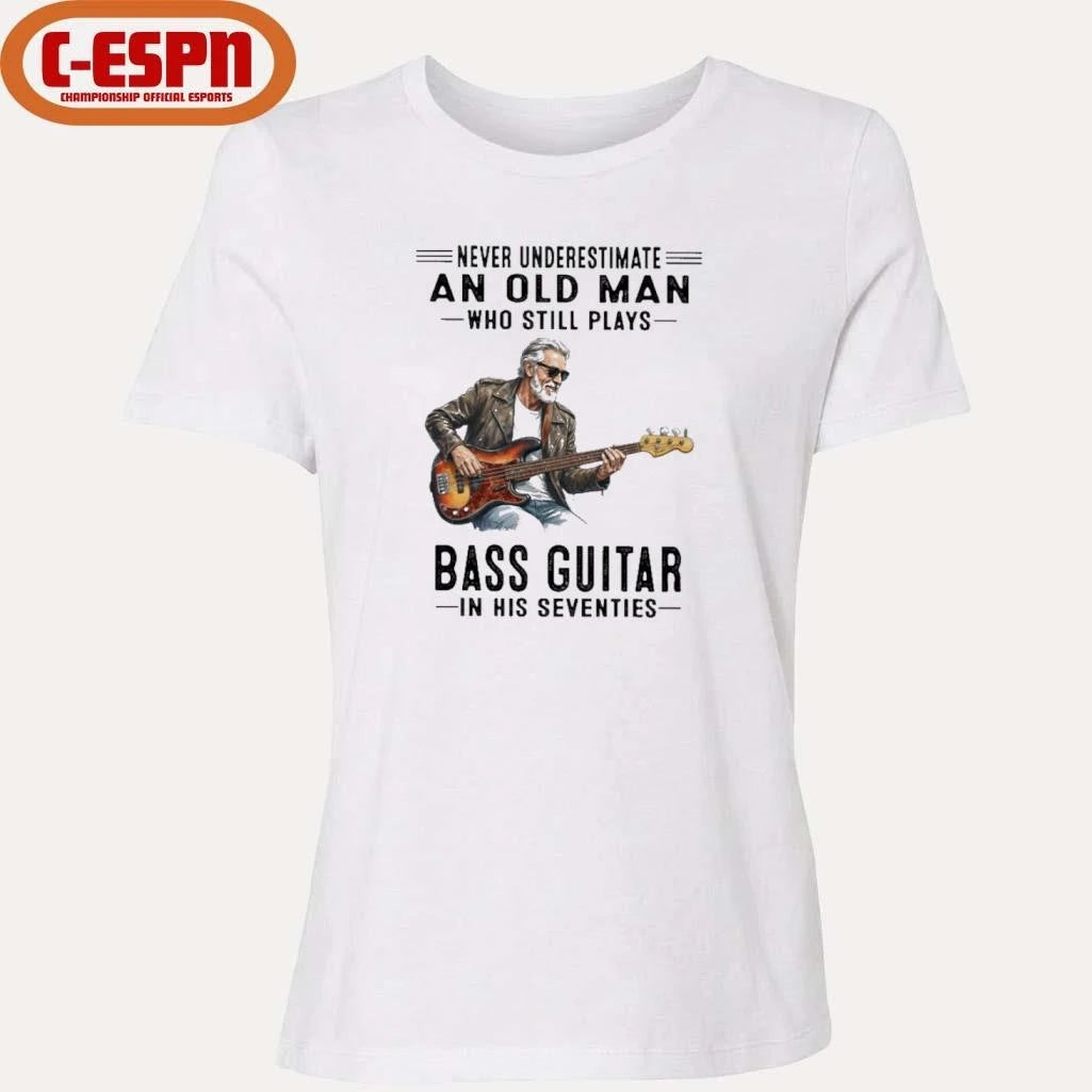 Official Never Underestimate An Old Man Who Still Plays Bass Guitar In His Seventies Classic T-Shirt