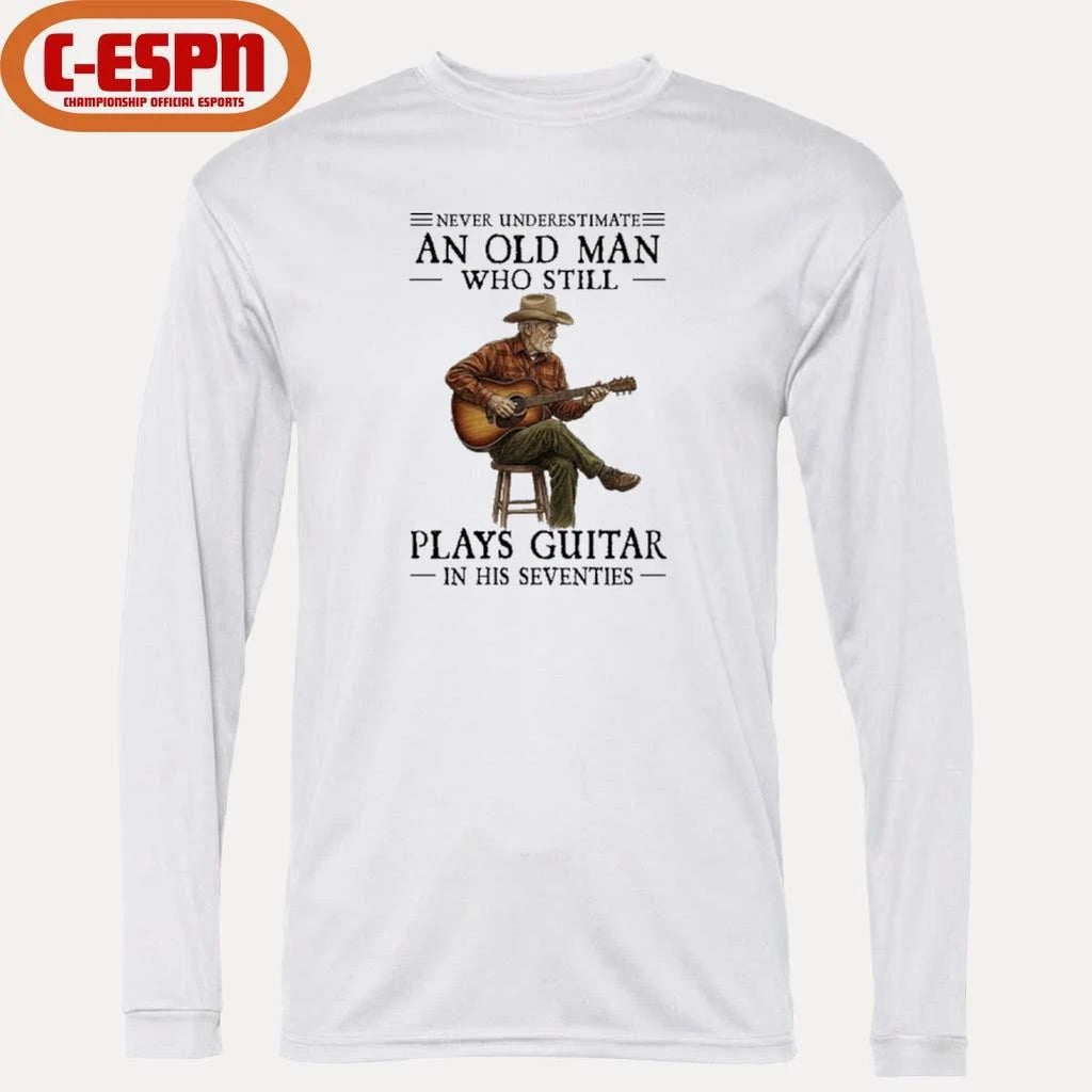 Official Never Underestimate An Old Man Who Still Plays Guitar In His Seventies 2026 Shirt