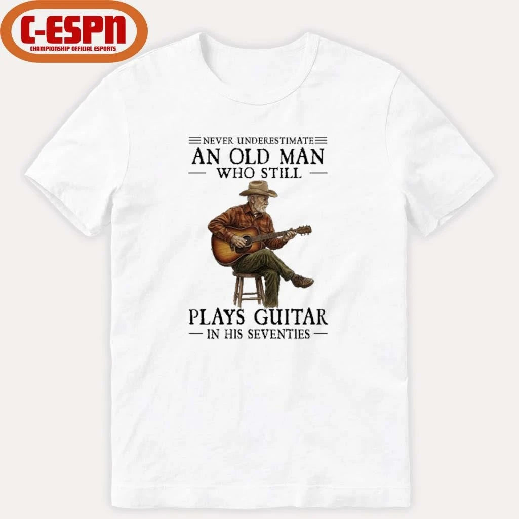 Official Never Underestimate An Old Man Who Still Plays Guitar In His Seventies 2026 Shirt