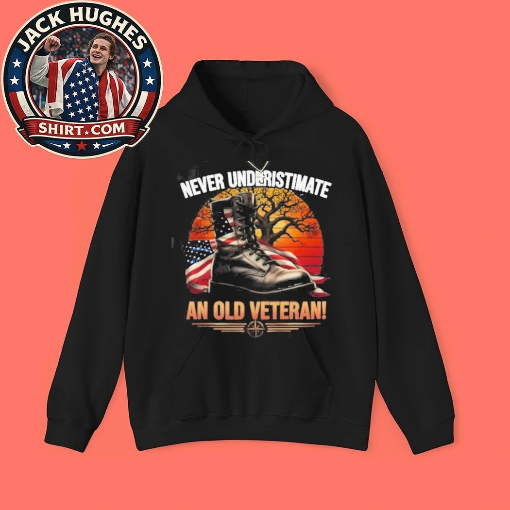 Official Never Underestimate An Old Veteran Sunset Combat Boot Shirt
