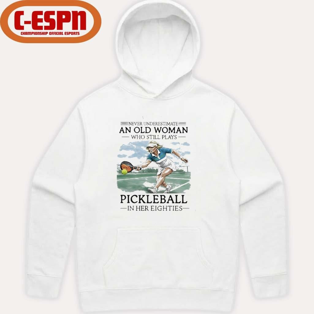 Official Never Underestimate An Old Woman Who Still Plays Pickleball In Her Eighties Retro Shirt