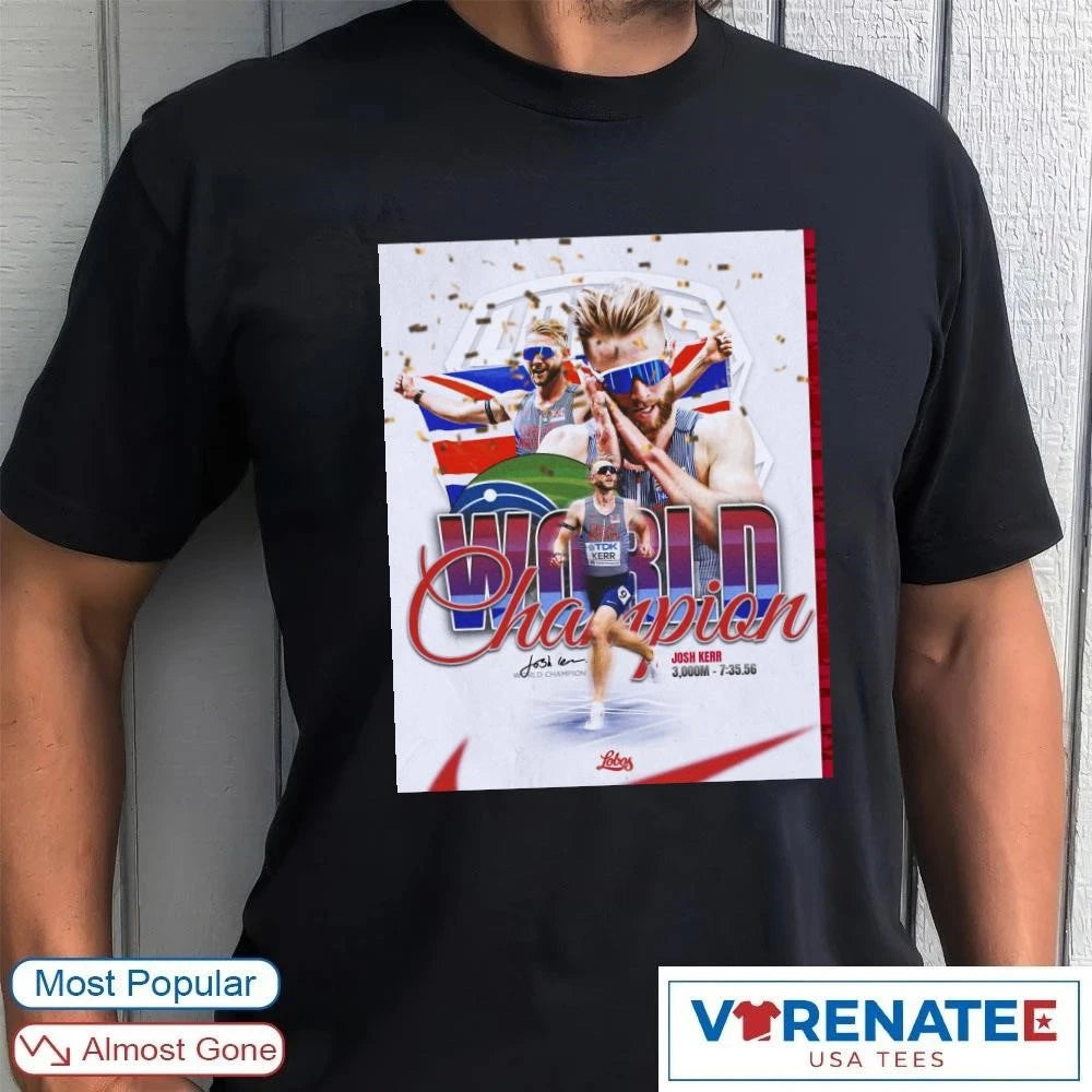 Official New Mexico XC TF World Champions Josh Kerr 3000M Signature T-Shirt