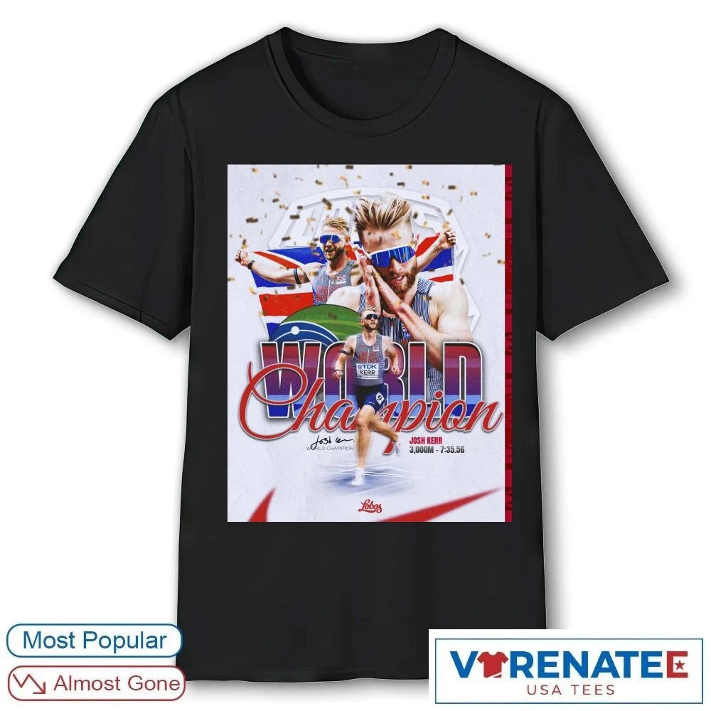 Official New Mexico XC TF World Champions Josh Kerr 3000M Signature T-Shirt
