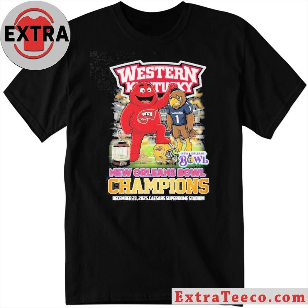 Official New Orleans Bowl Champions of the Western Kentucky Hilltoppers December 23 2025 Caesars Superdome Stadium Shirt