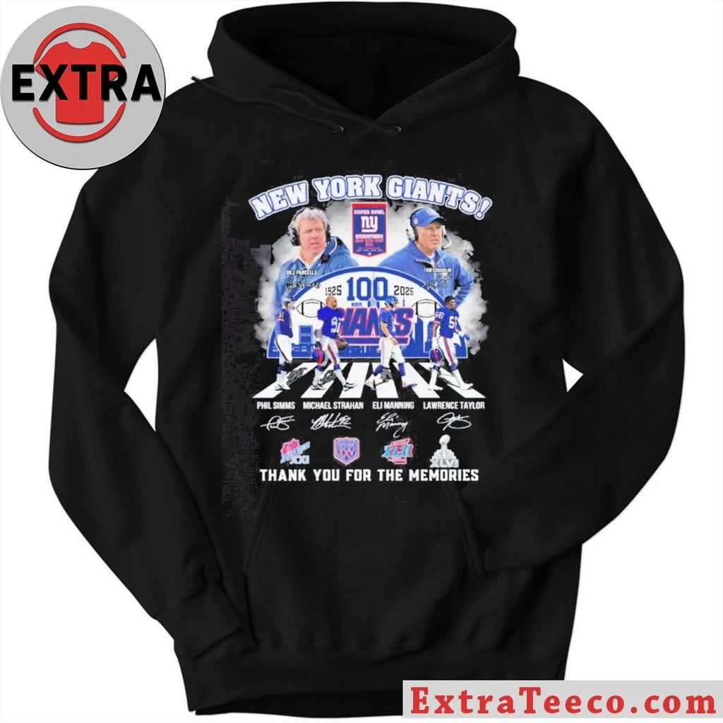 Official New York Giants 100 Years Team 1925-2025 Thank You For The Memories Signature And Logo Shirt