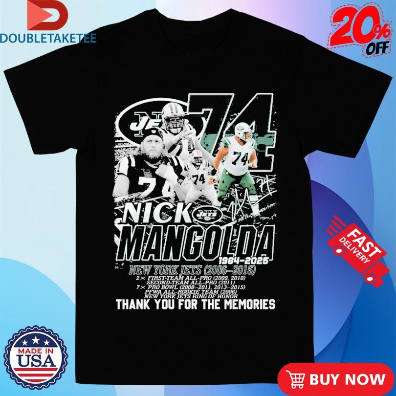 Official Nick Mangolda New York Jets 2006 2016 Thank You For The Memories Signature Shirts